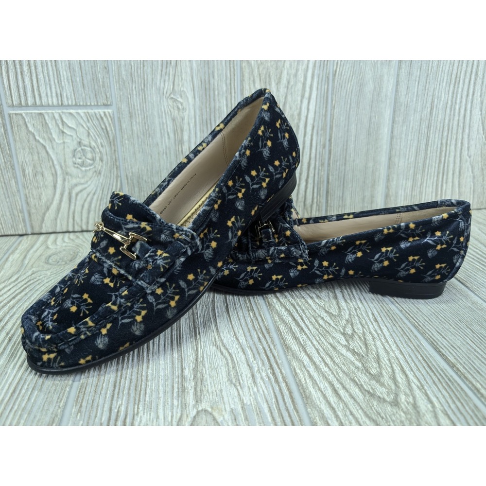 Cabi Carnaby Loafers 7 Floral Velvet Gold Horsebit Cottagecore Grandmillennial